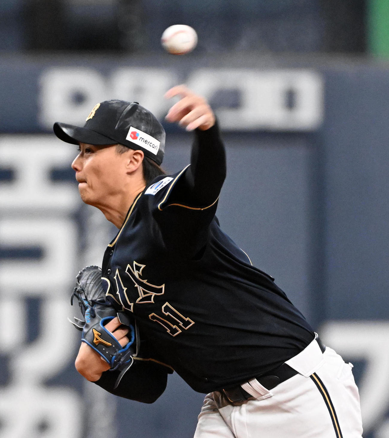 紅白戦　紅白戦に先発した山崎福（撮影・前岡正明）