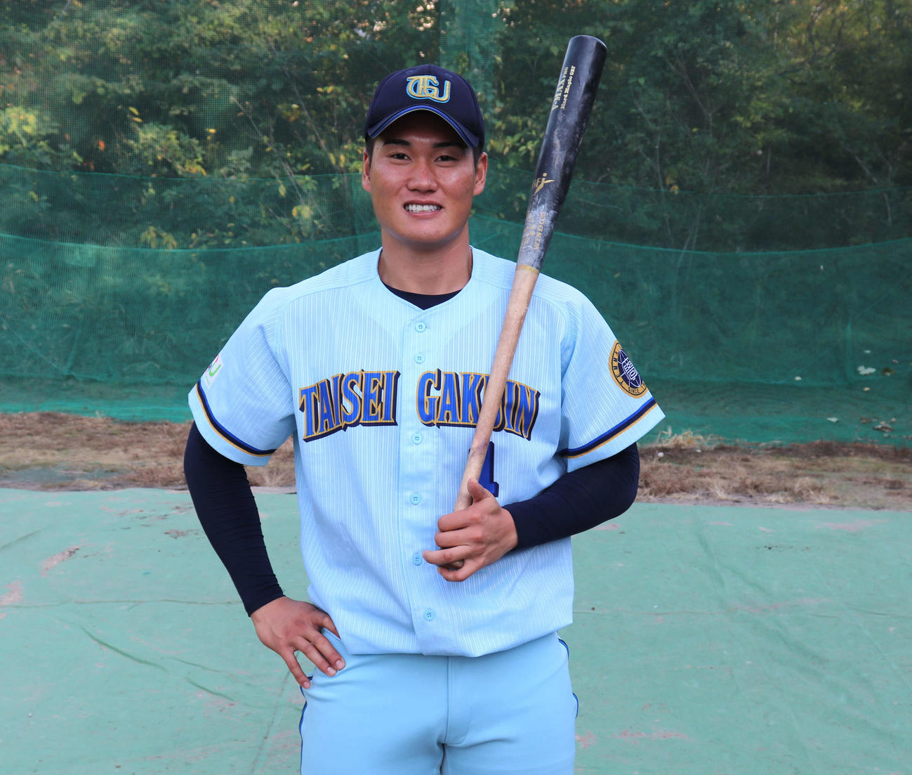 太成学院大の田中大聖（やまと）内野手はNPBからのドラフト指名を待つ（撮影・中島麗）