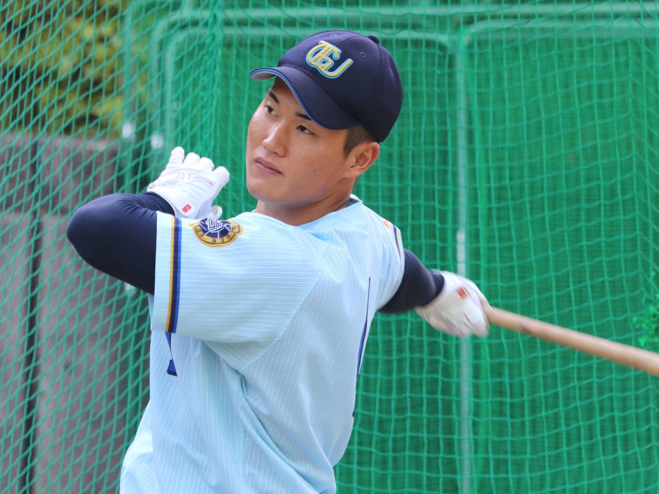 太成学院大の田中大聖（やまと）内野手（撮影・中島麗）