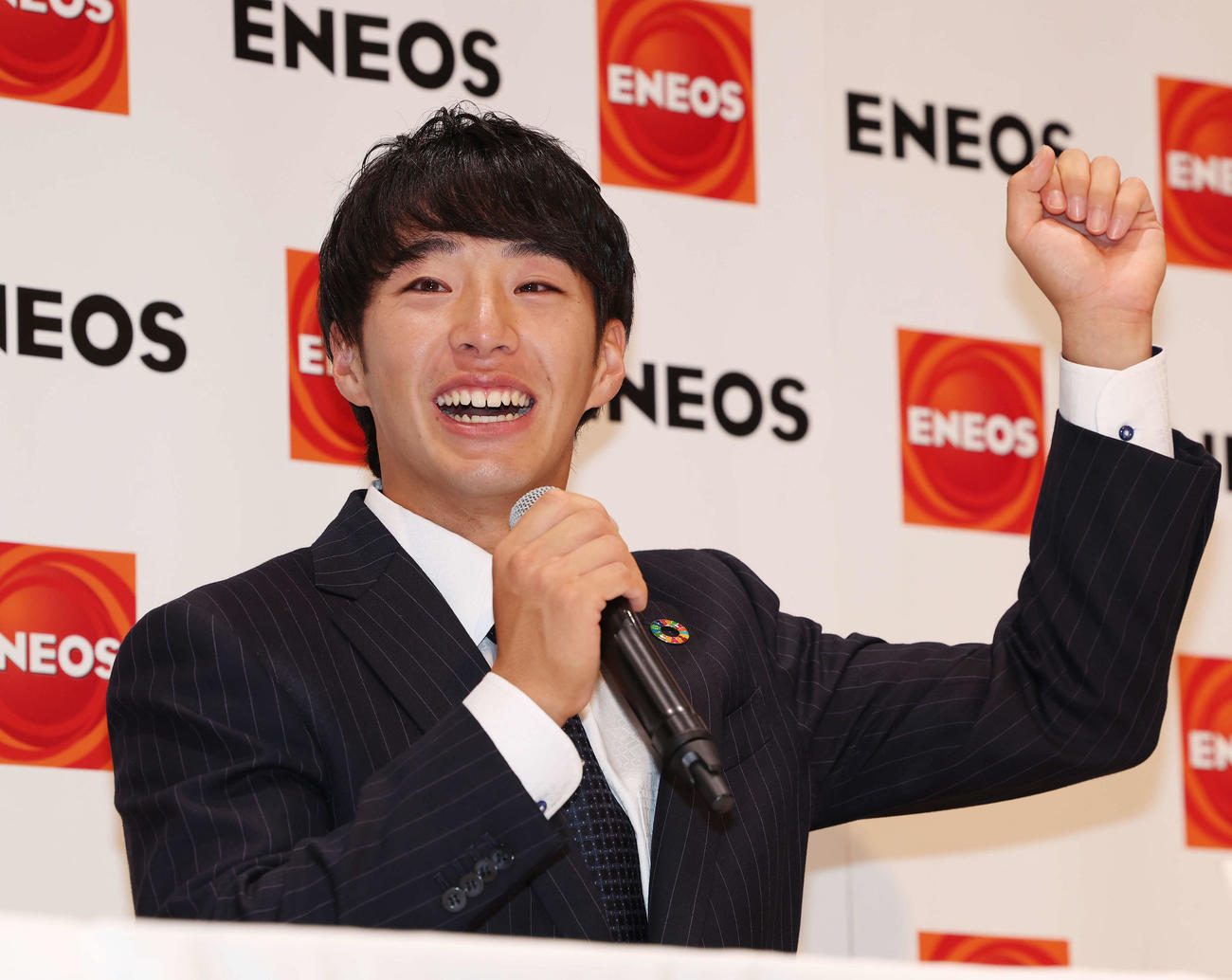 DeNAから1位指名を受けたENEOS・度会（撮影・宮地輝）