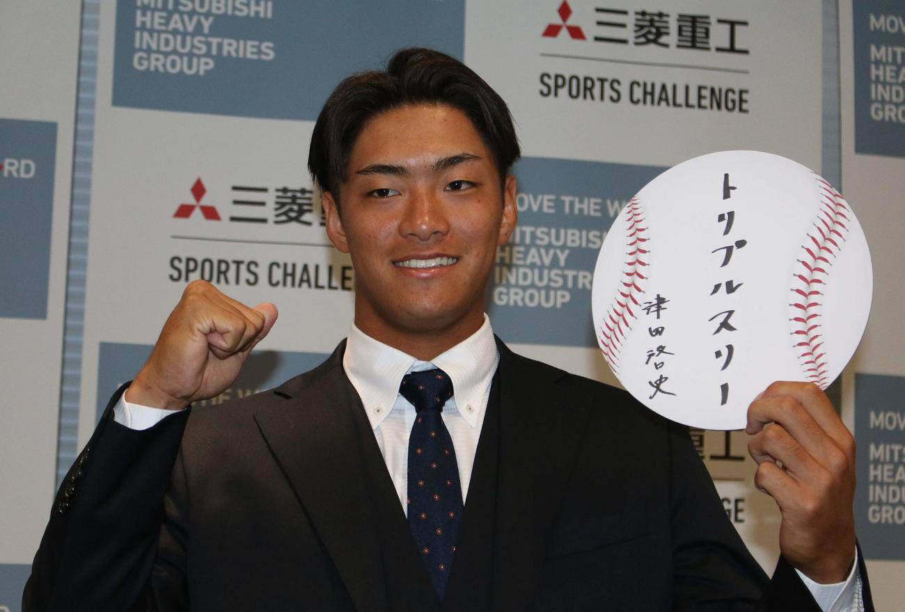 中日から2位指名を受けた三菱重工Eastの津田（撮影・木下大輔）