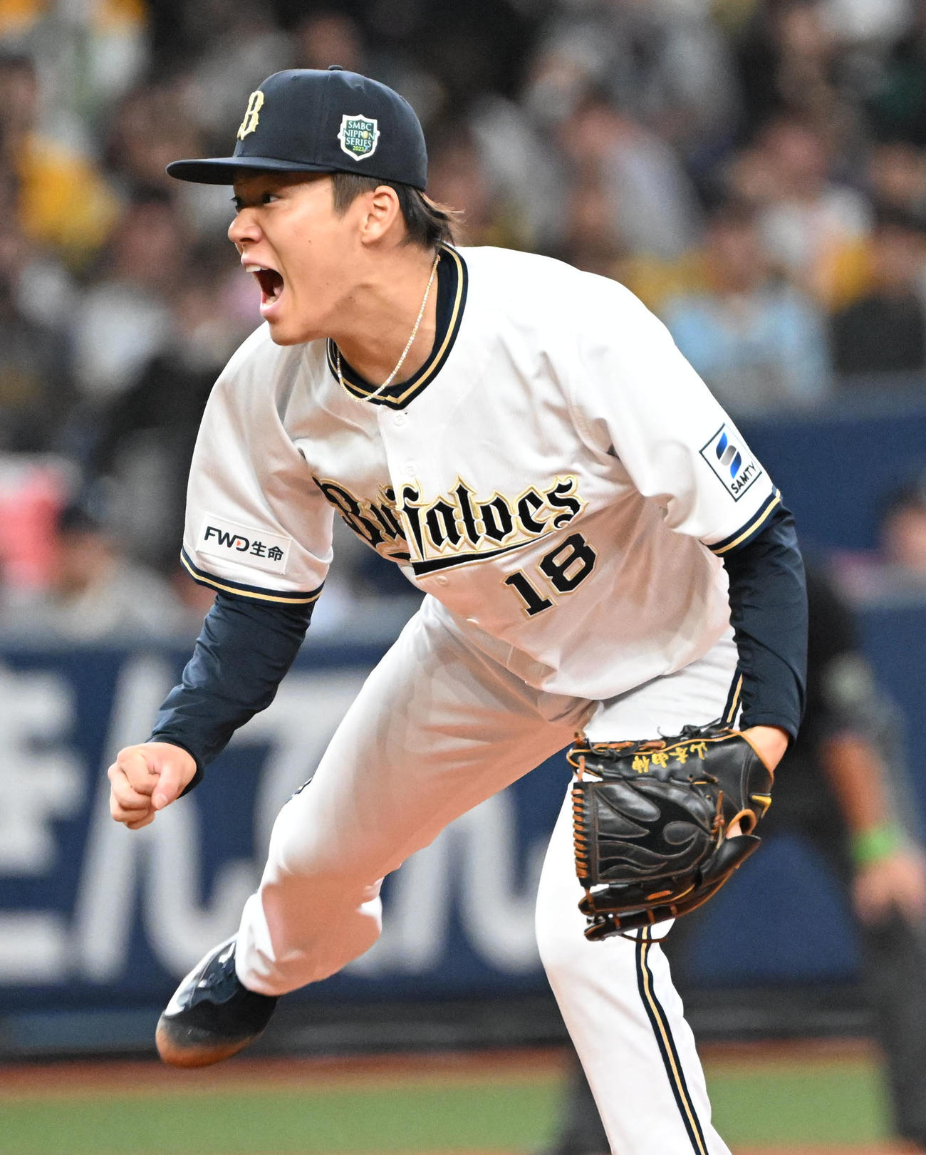 オリックス対阪神　先発するオリックス山本（撮影・和賀正仁）