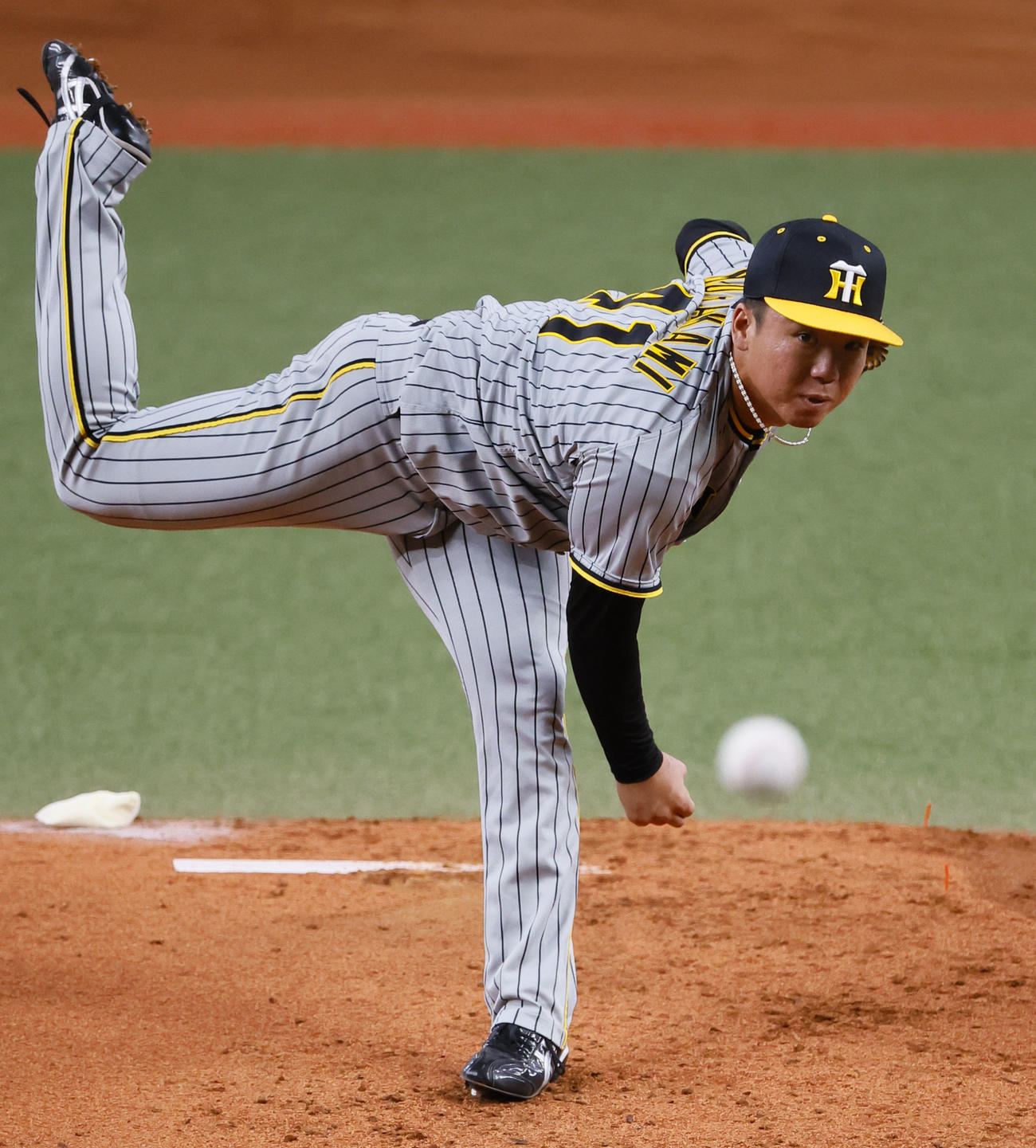 オリックス対阪神　オリックス戦に先発した阪神村上（撮影・藤尾明華）