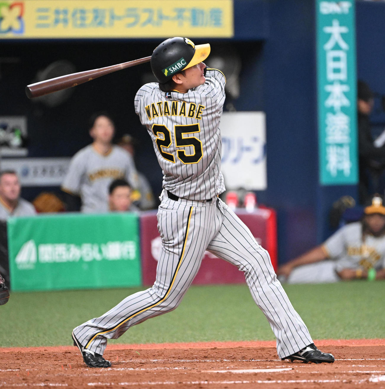 オリックス対阪神　5回表阪神1死三塁、中前適時打を放つ渡辺（撮影・和賀正仁）