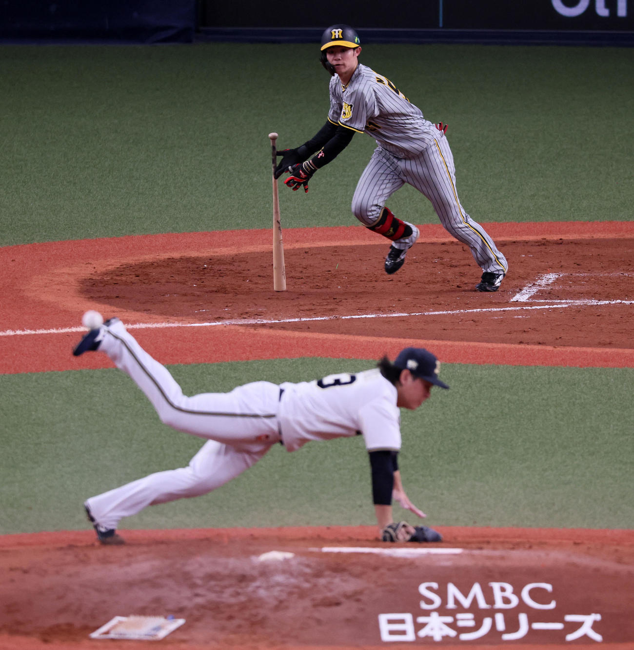 オリックス対阪神　4回表阪神無死、中野は内野安打を放つ、投手は宮城（撮影・加藤哉）