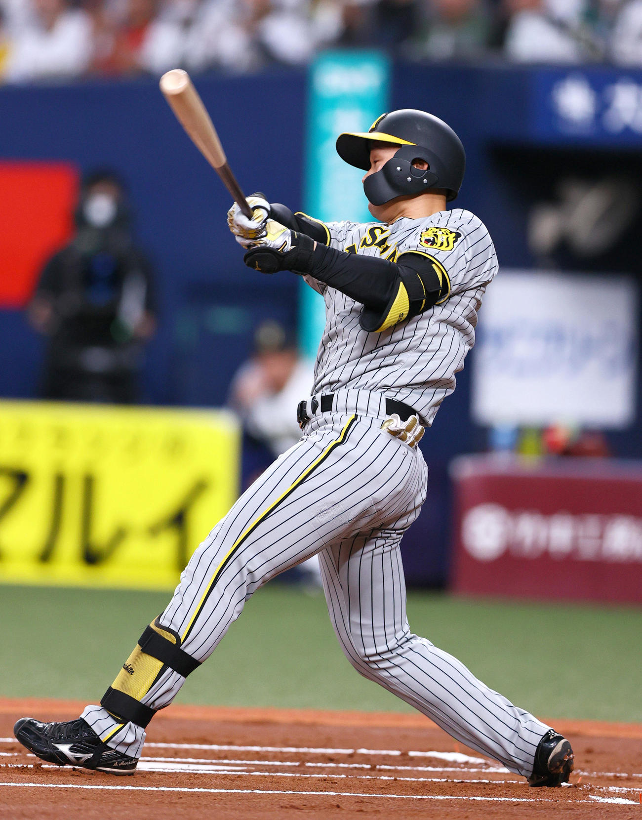 オリックス対阪神　1回表阪神1死一塁、森下は右飛に倒れる（撮影・上山淳一）
