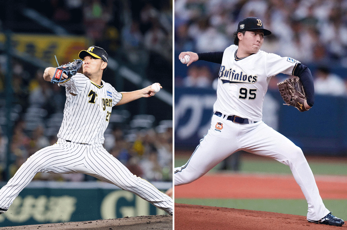 阪神伊藤将司（左）とオリックス東晃平