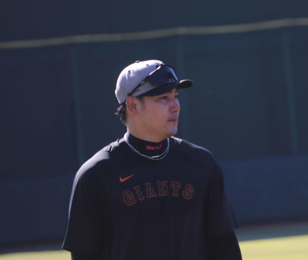 ジャイアンツ球場での秋季練習を終えた巨人丸（撮影・小早川宗一郎）