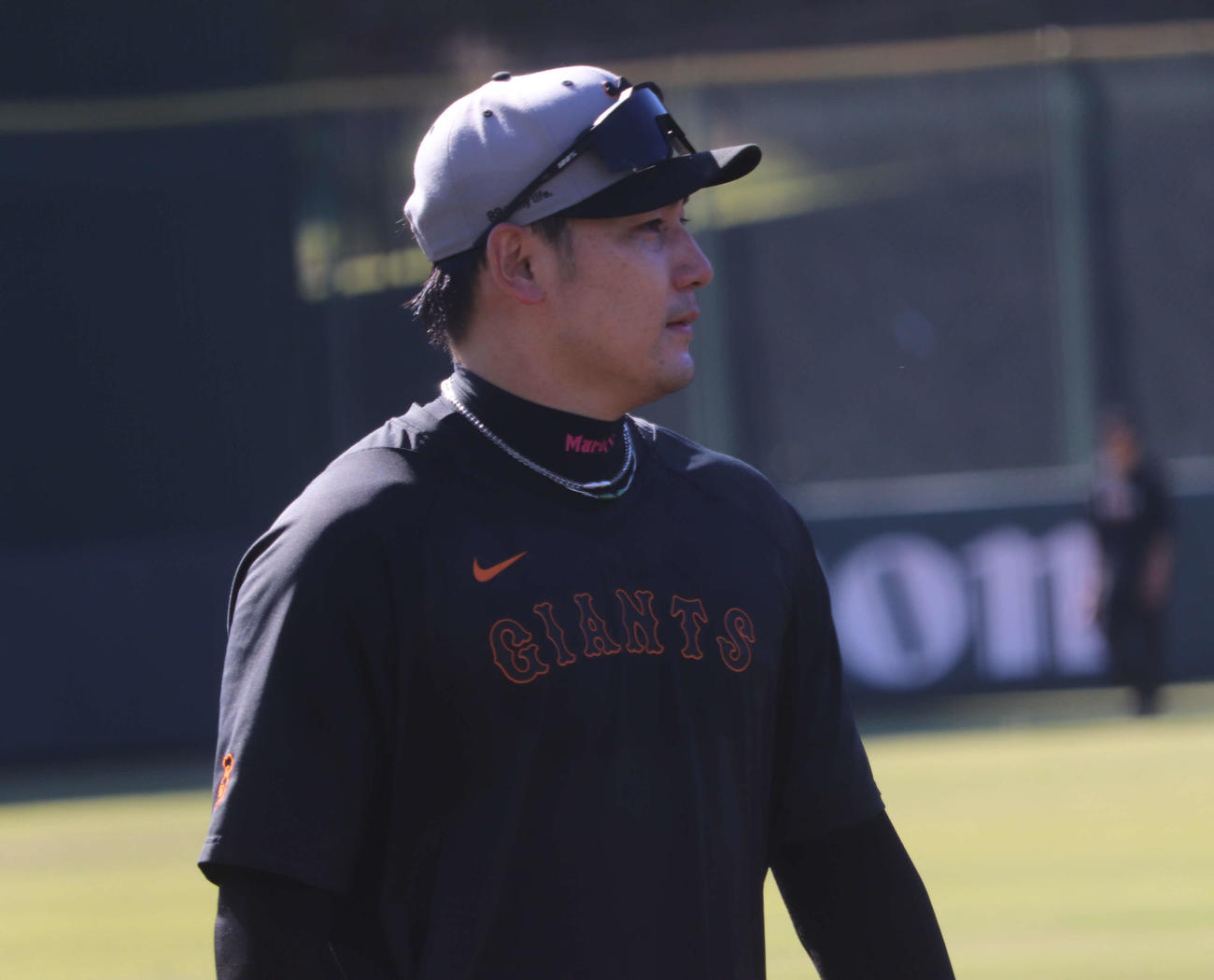 ジャイアンツ球場での秋季練習を終えた巨人丸（撮影・小早川宗一郎）