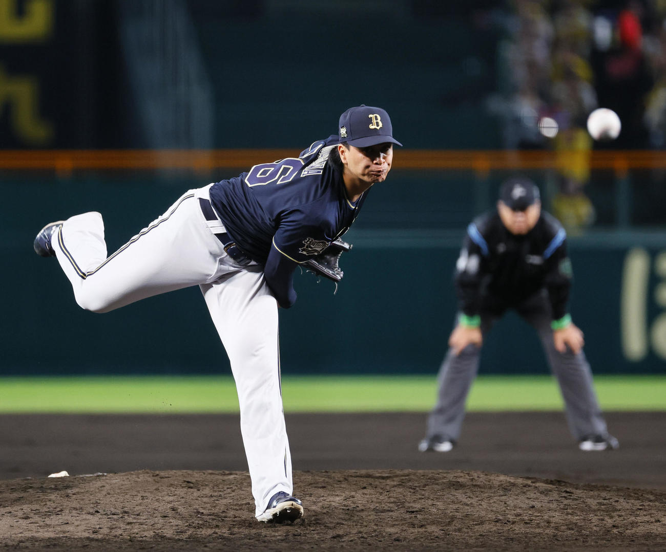 阪神対オリックス　7回途中、4番手で登板したオリックス宇田川（撮影・藤尾明華）