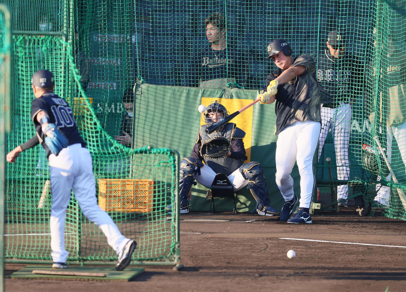 阪神対オリックス　連日の打撃練習を行う杉本（撮影・加藤哉）