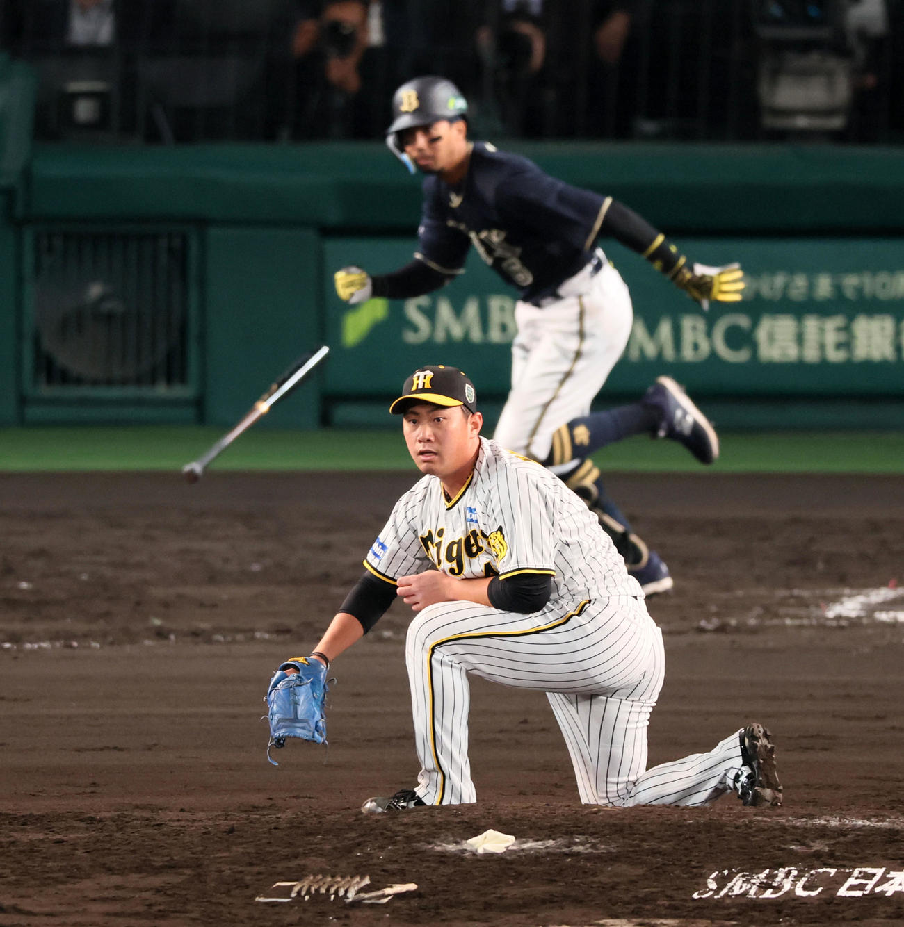 阪神対オリックス　7回表オリックス1死二、三塁、桐敷は宗に中適時打を打たれ失点（撮影・加藤哉）