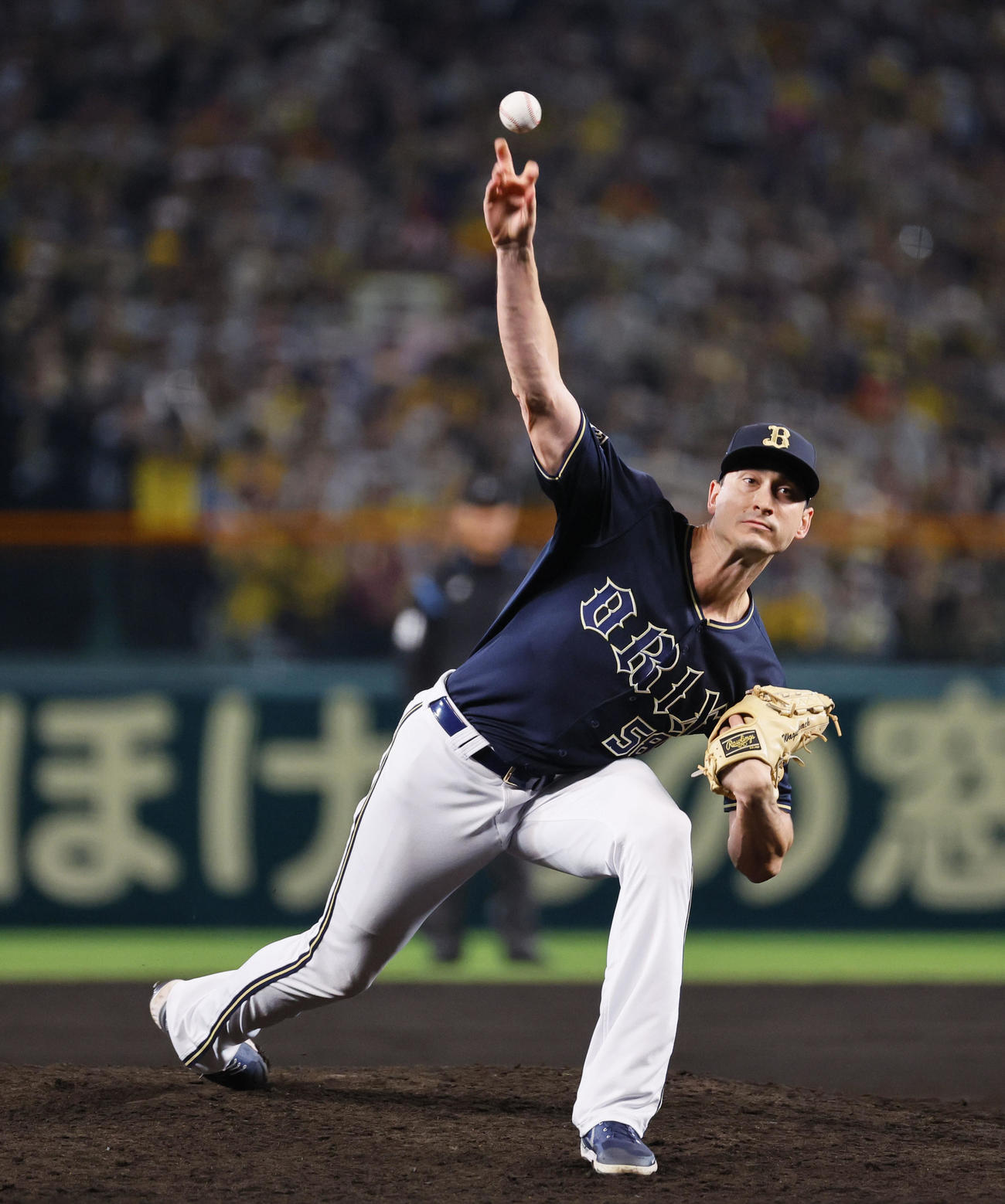 阪神対オリックス　9回、6番手で登板したオリックスのワゲスパック（撮影・藤尾明華）