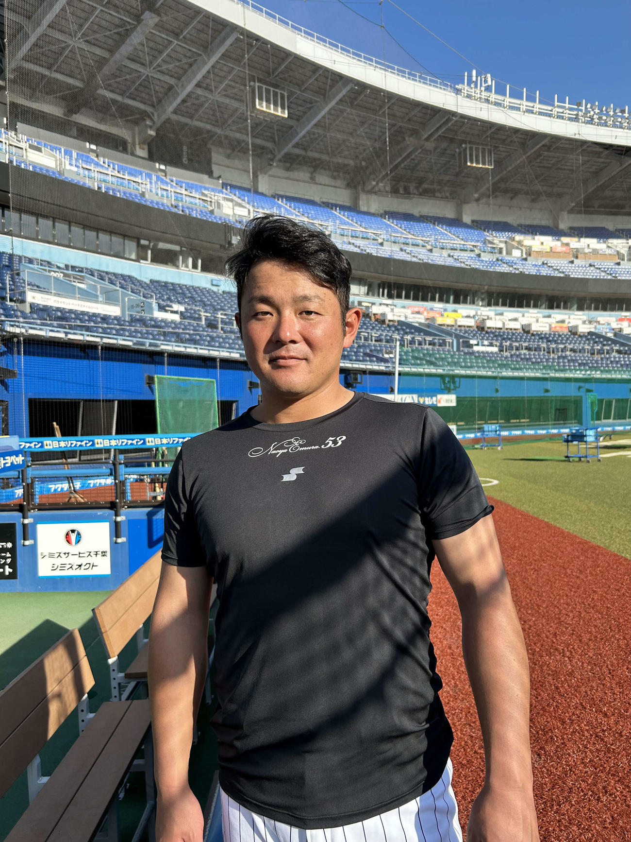 ZOZOマリンでの練習を終えたロッテ江村（撮影・古川真弥）