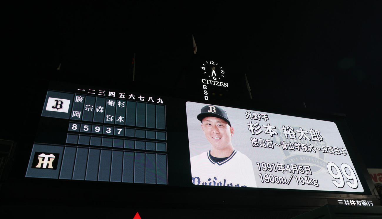 阪神対オリックス　スタメンで出場する杉本（撮影・加藤哉）