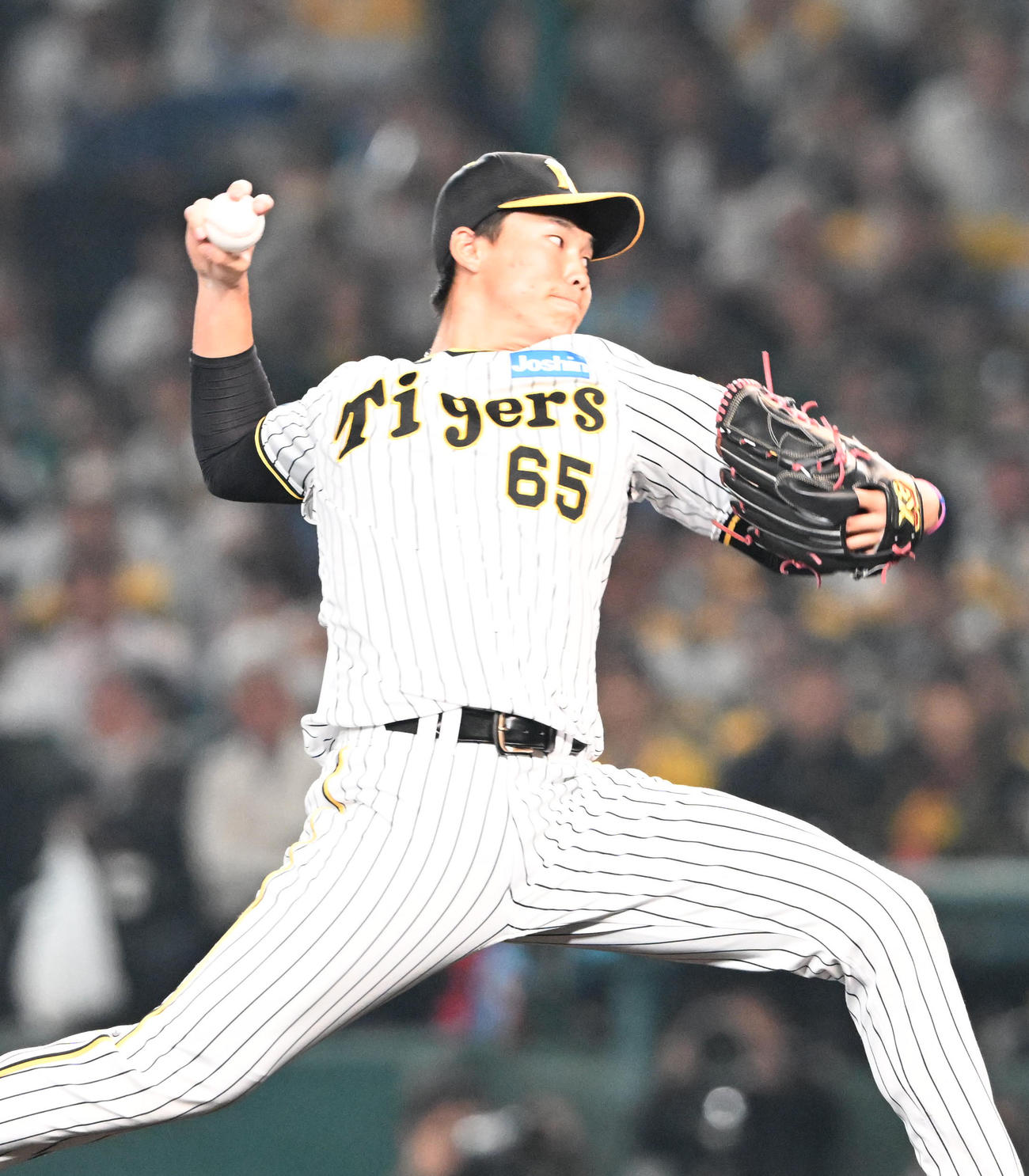 阪神対オリックス　8回に登板する阪神湯浅（撮影・和賀正仁）