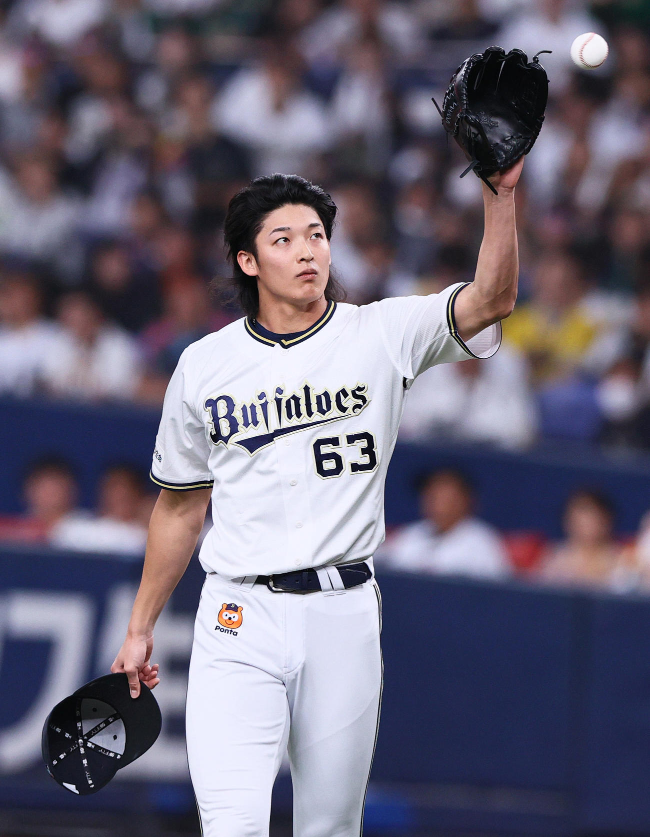 オリックス対阪神　8回、オリックス5番手で登板の山崎颯（撮影・上山淳一）