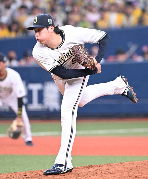 オリックス対阪神 9回に登板するオリックス東(撮影・和賀正仁)