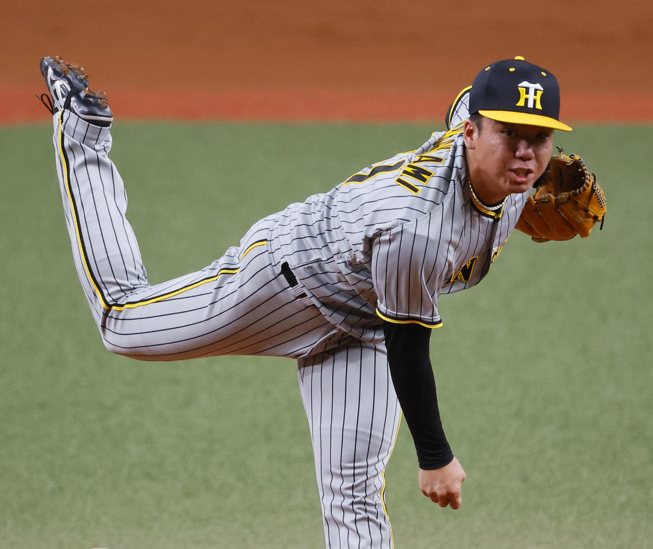 オリックス対阪神　オリックス戦に先発した阪神村上（撮影・藤尾明華）