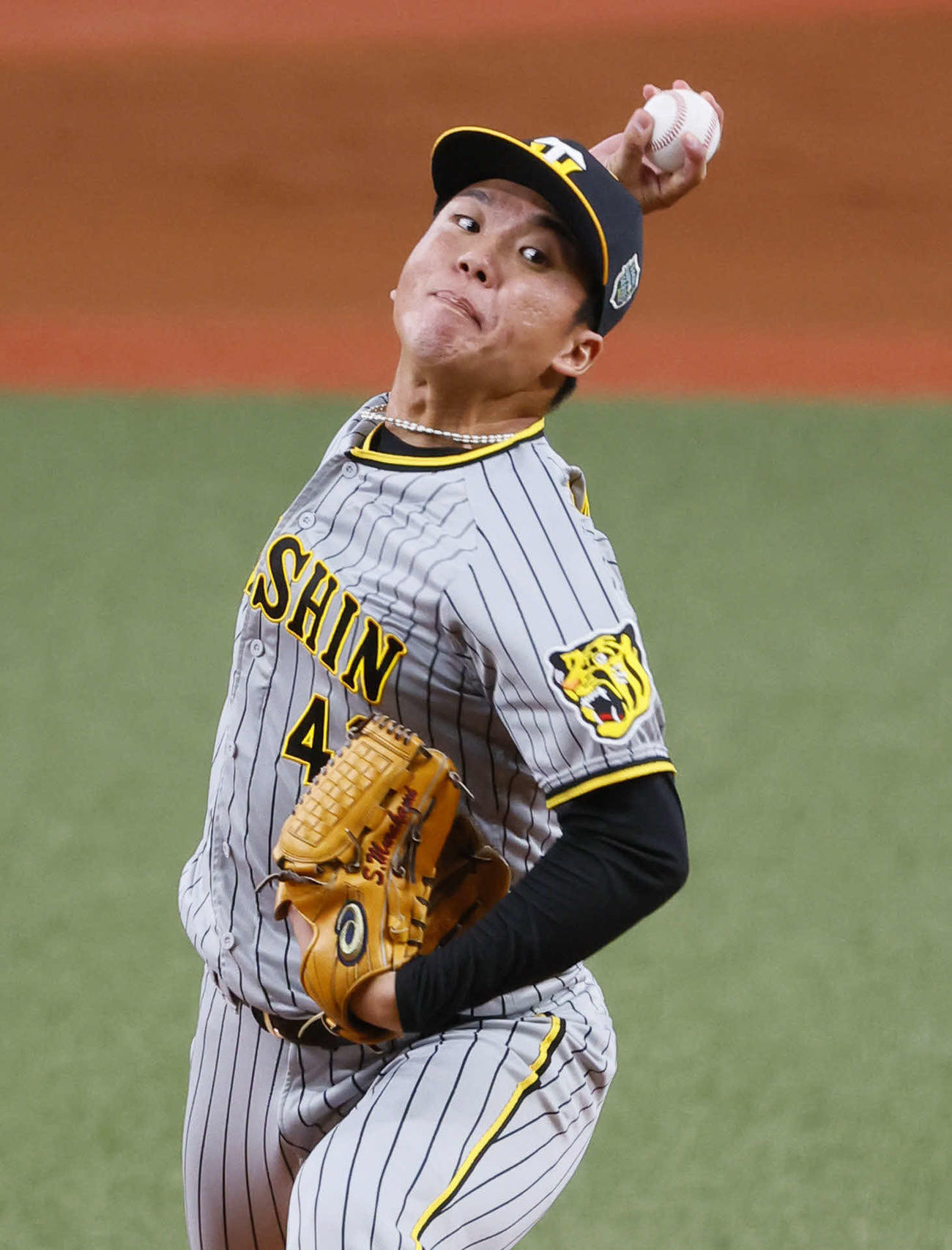 オリックス対阪神　オリックス戦に先発した阪神村上（撮影・藤尾明華）