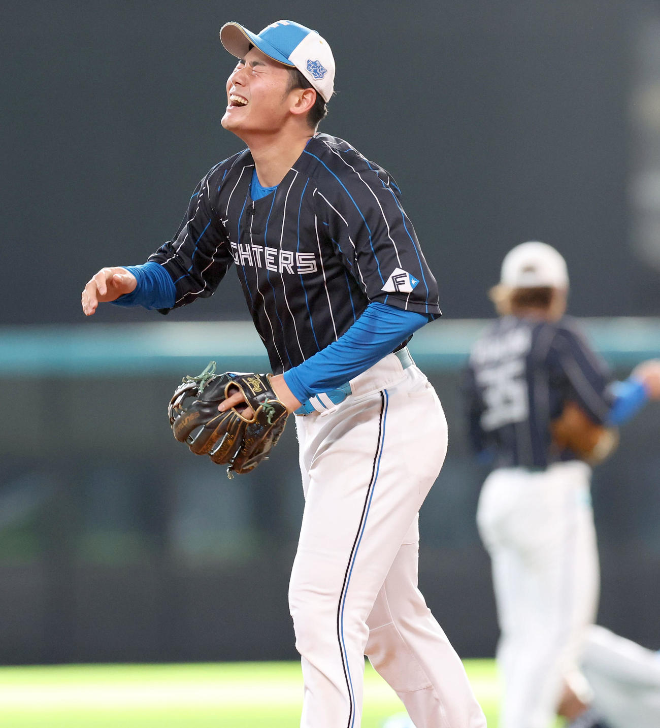 アメリカンノックを受ける日本ハム清宮（撮影・佐藤翔太）