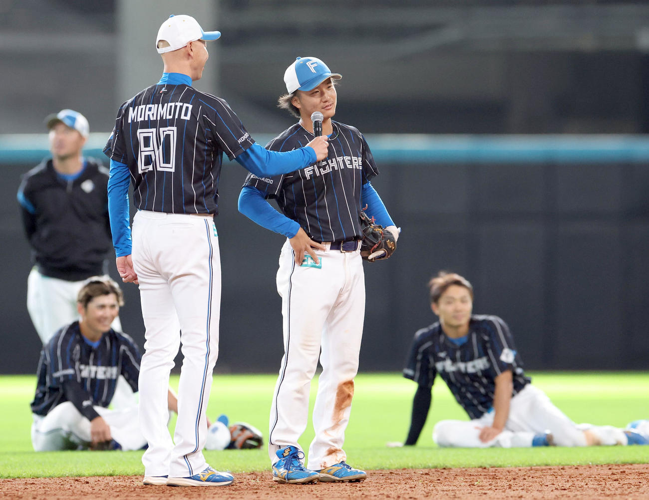 アメリカンノックの意気込みを話す日本ハム奈良間（撮影・佐藤翔太）