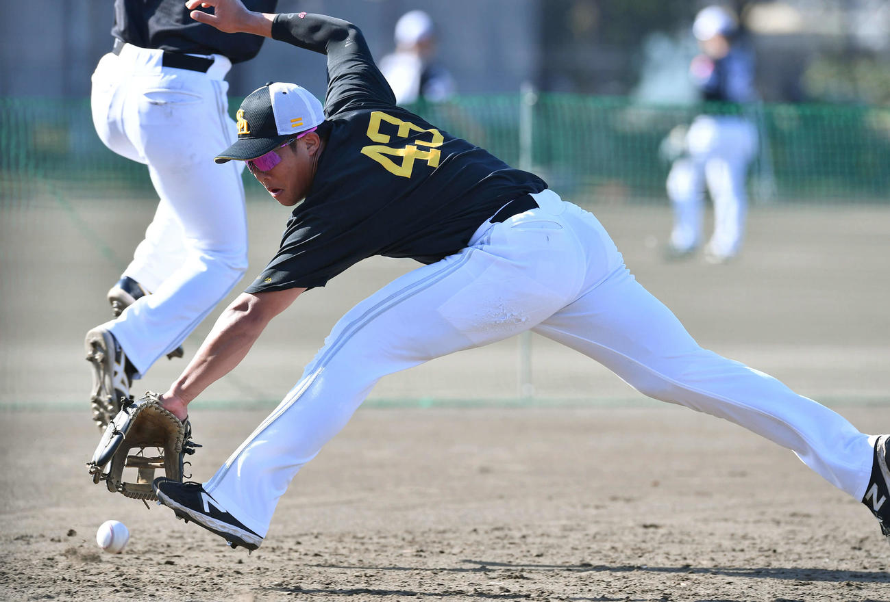 ノックを受ける井上（撮影・岩下翔太）