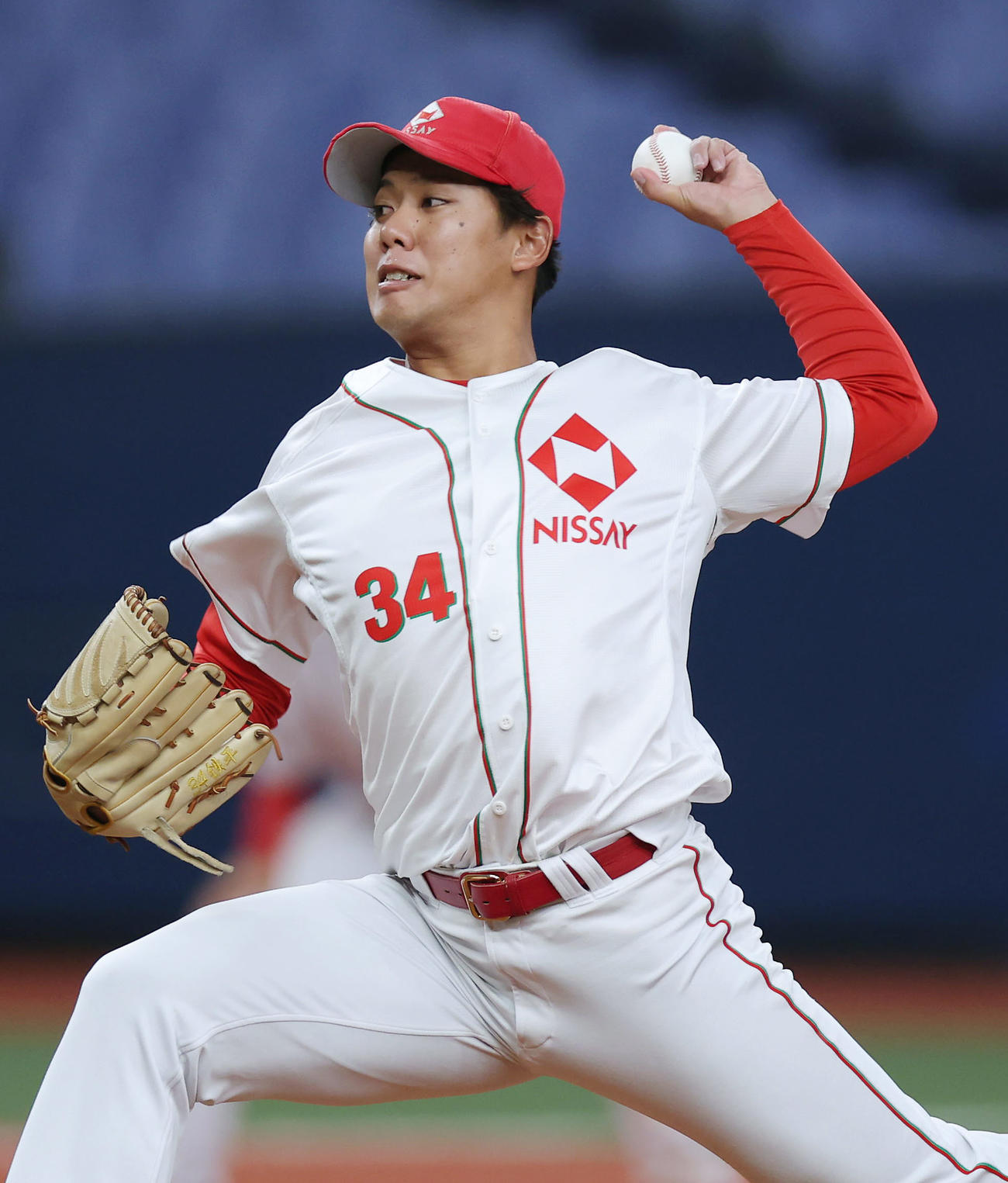 日本生命対伯和ビクトリーズ　日本生命2番手で登板する又木（撮影・前田充）