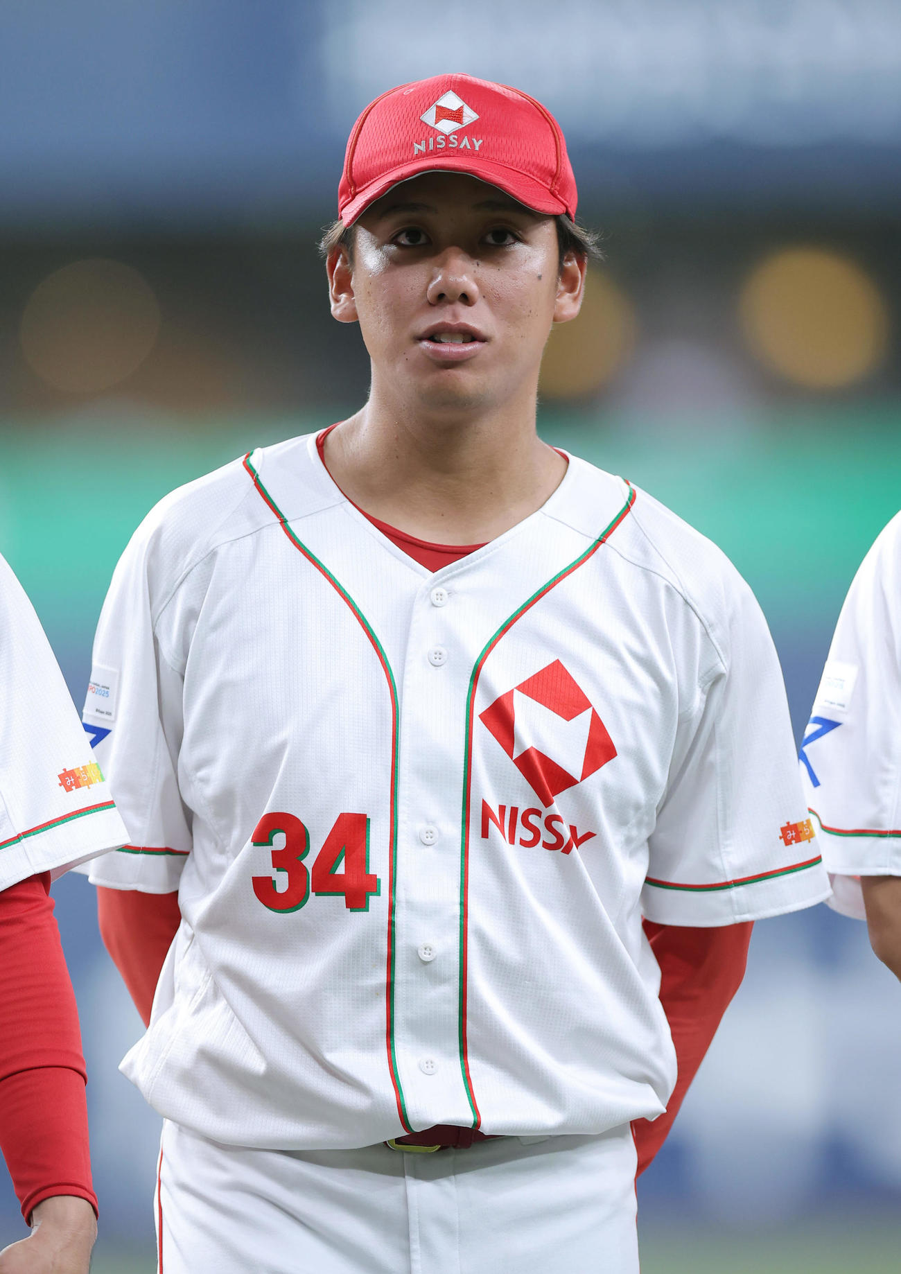 日本生命対伯和ビクトリーズ　伯和ビクトリーズ戦に臨む又木（撮影・前田充）
