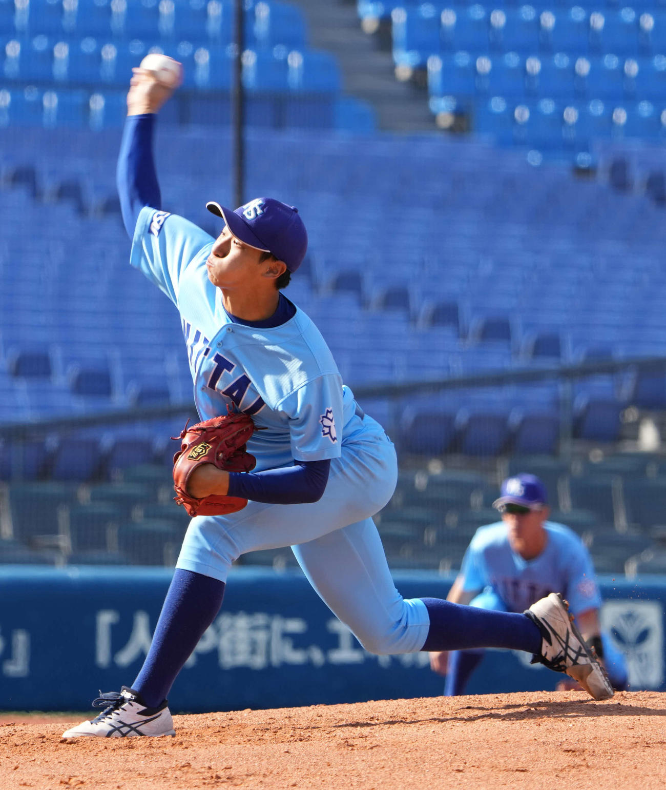 日体大対上武大　日体大先発の宮下（撮影・小沢裕）