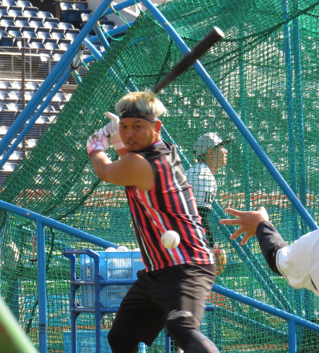 秋季練習に参加した田村（撮影・星夏穂）