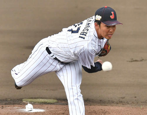 侍ジャパン対巨人　侍ジャパン先発の赤星（撮影・岩下翔太）