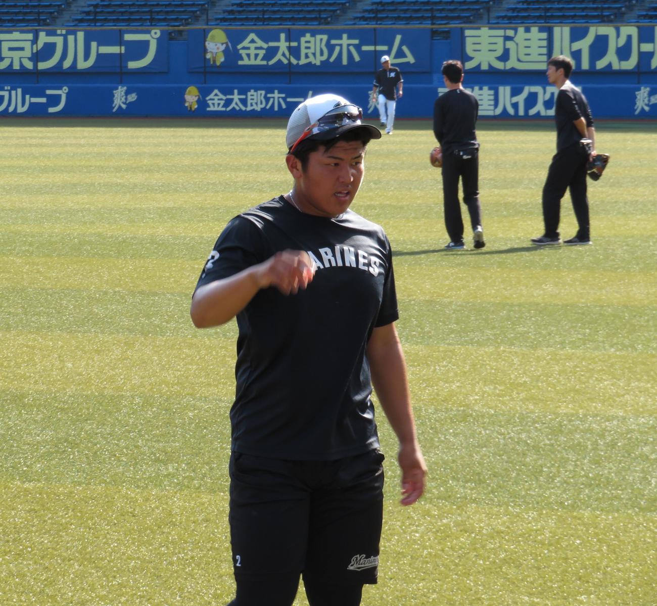 秋季練習に参加した松川（撮影・星夏穂）