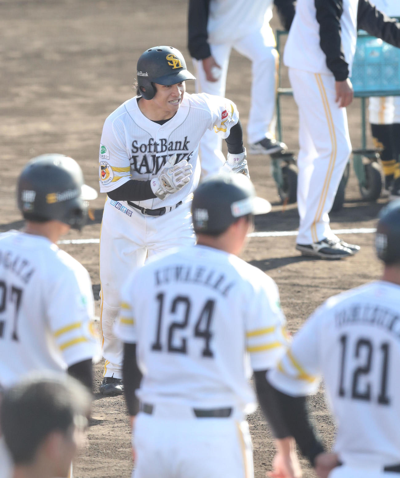 走塁練習をする谷川原（撮影・梅根麻紀）