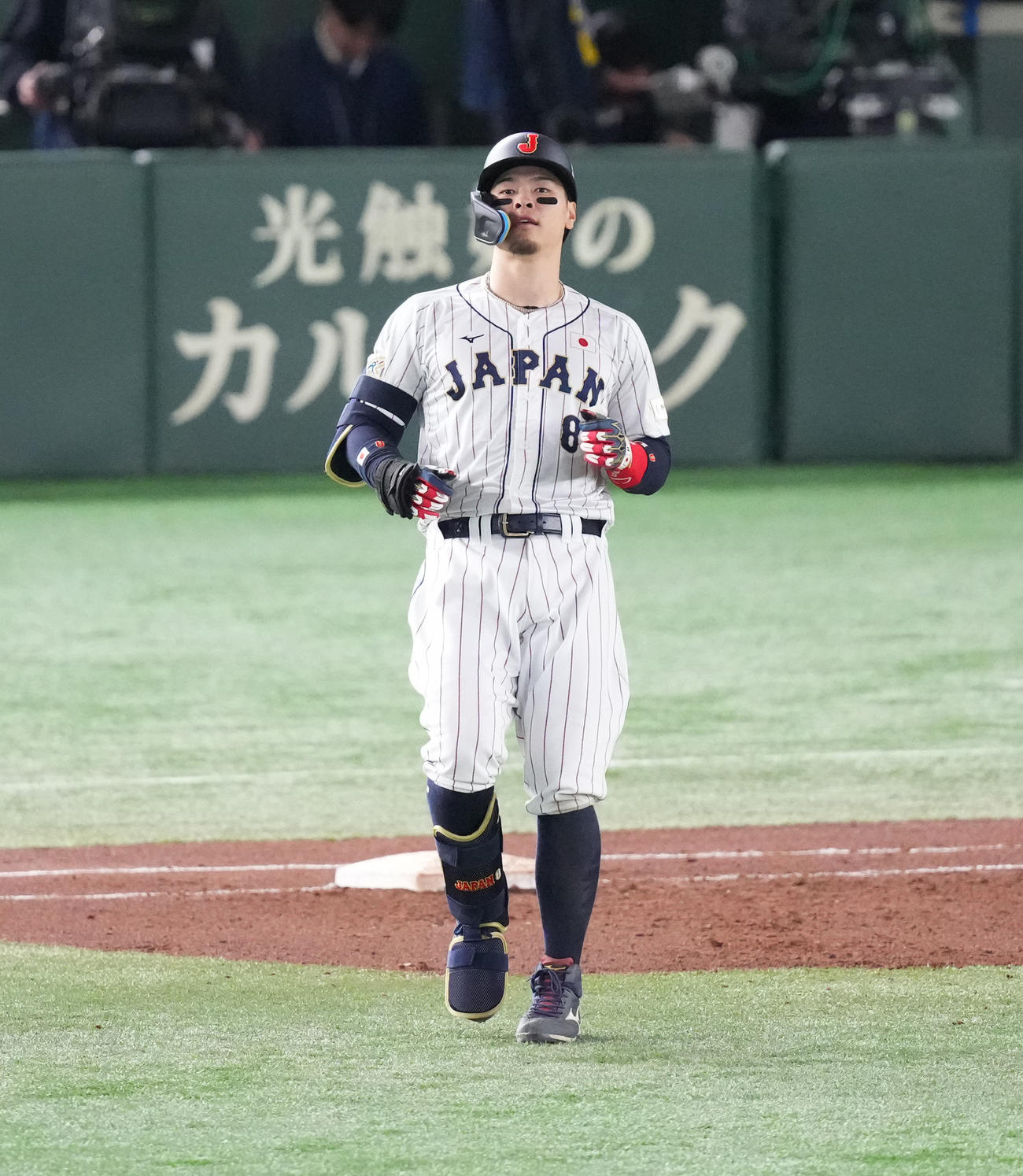 日本対韓国　6回裏日本1死、右飛に倒れる佐藤輝（撮影・菅敏）