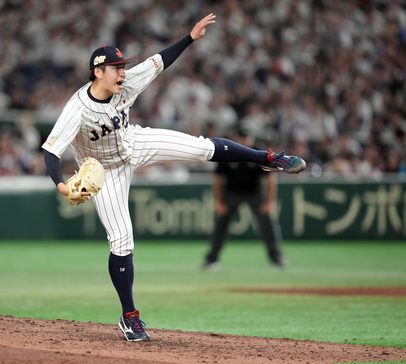日本対韓国　6回表韓国2死二塁、盧施煥を遊ゴロに仕留める隅田（撮影・たえ見朱実）