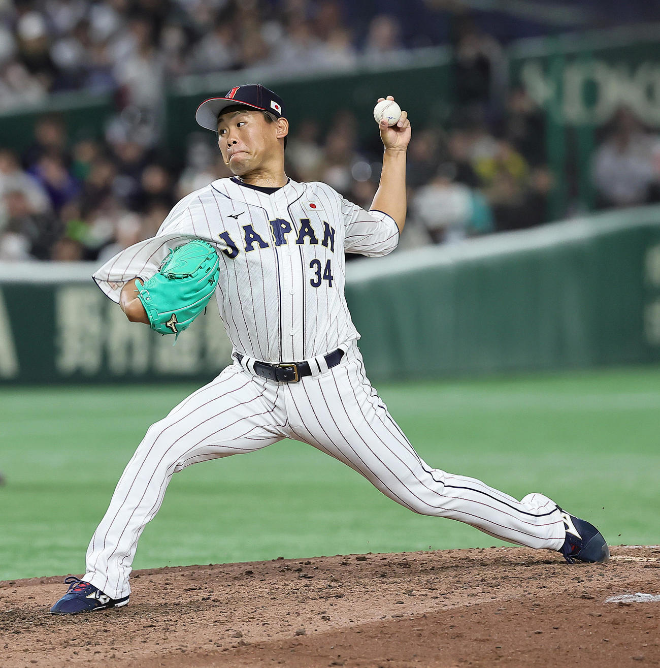 日本対韓国　9回から登板した田口（撮影・足立雅史）