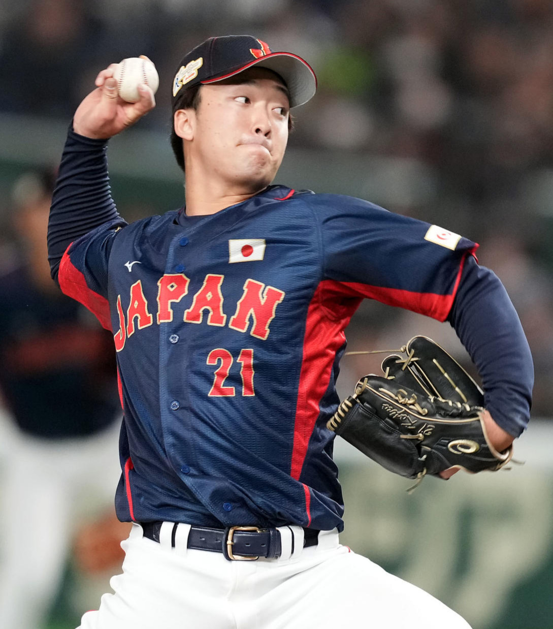 日本対オーストラリア　6回からマウンドに上がった日本の日本吉村（撮影・たえ見朱実）