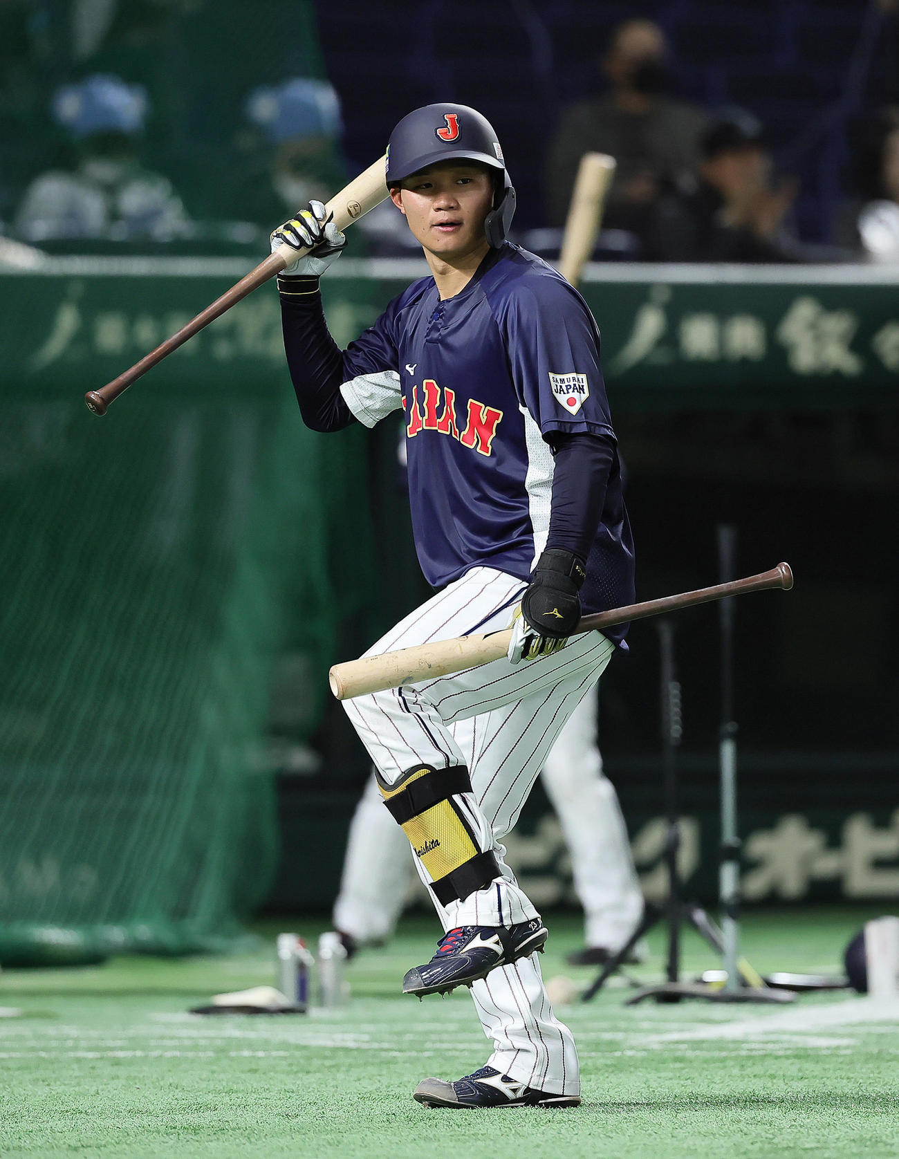 試合前、打撃練習する森下（撮影・足立雅史）