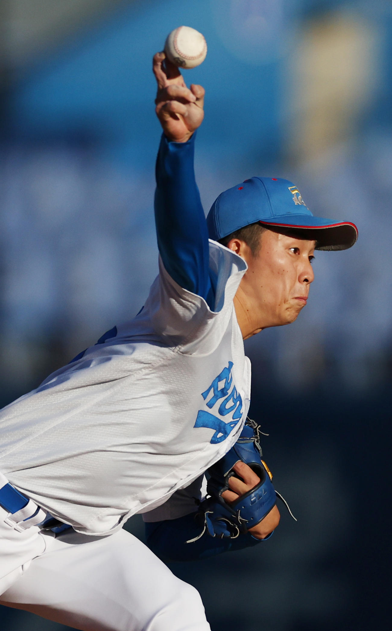 富士大対青学大　青学大先発の常広（撮影・野上伸悟）