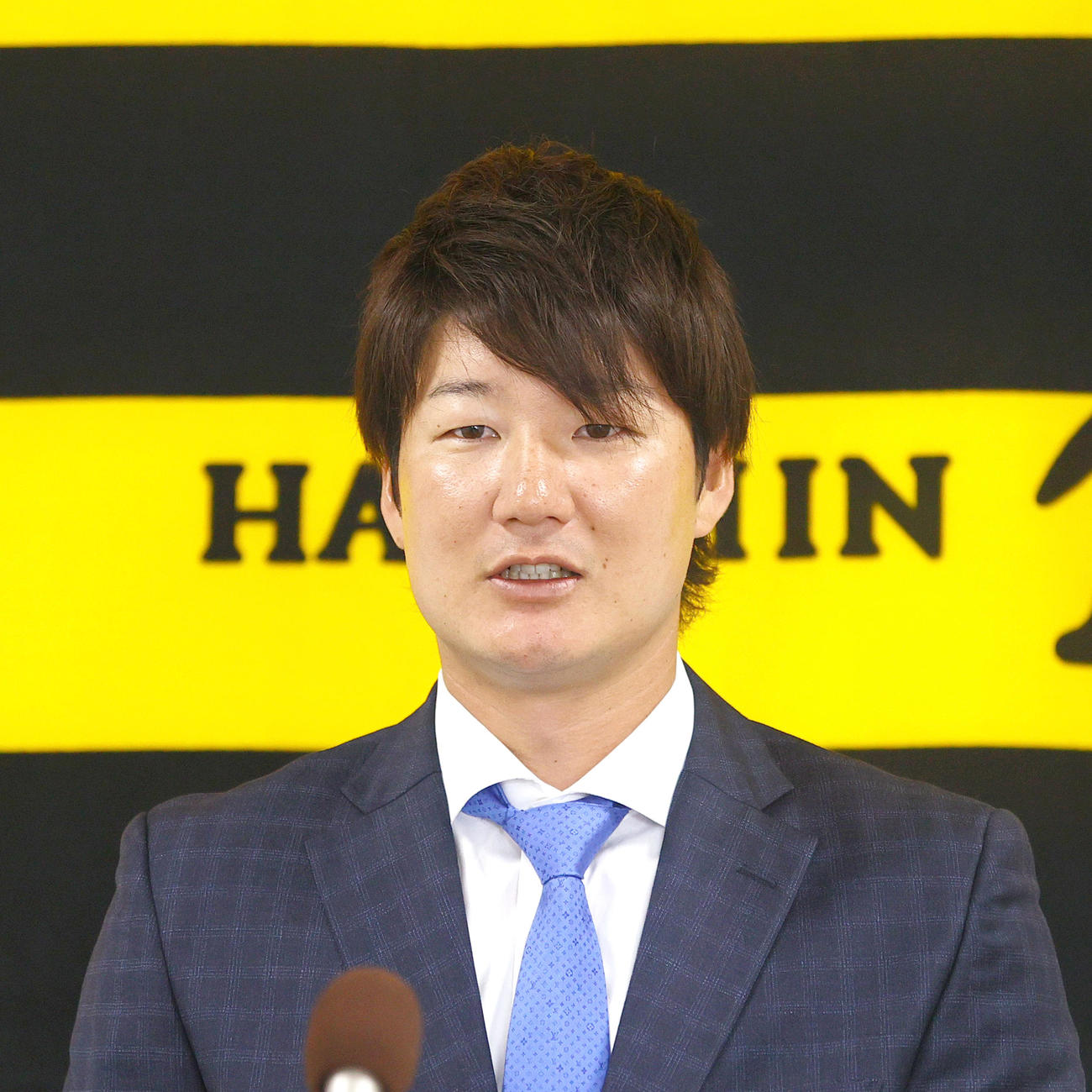 契約更改を終え会見する阪神渡辺諒（撮影・上山淳一）