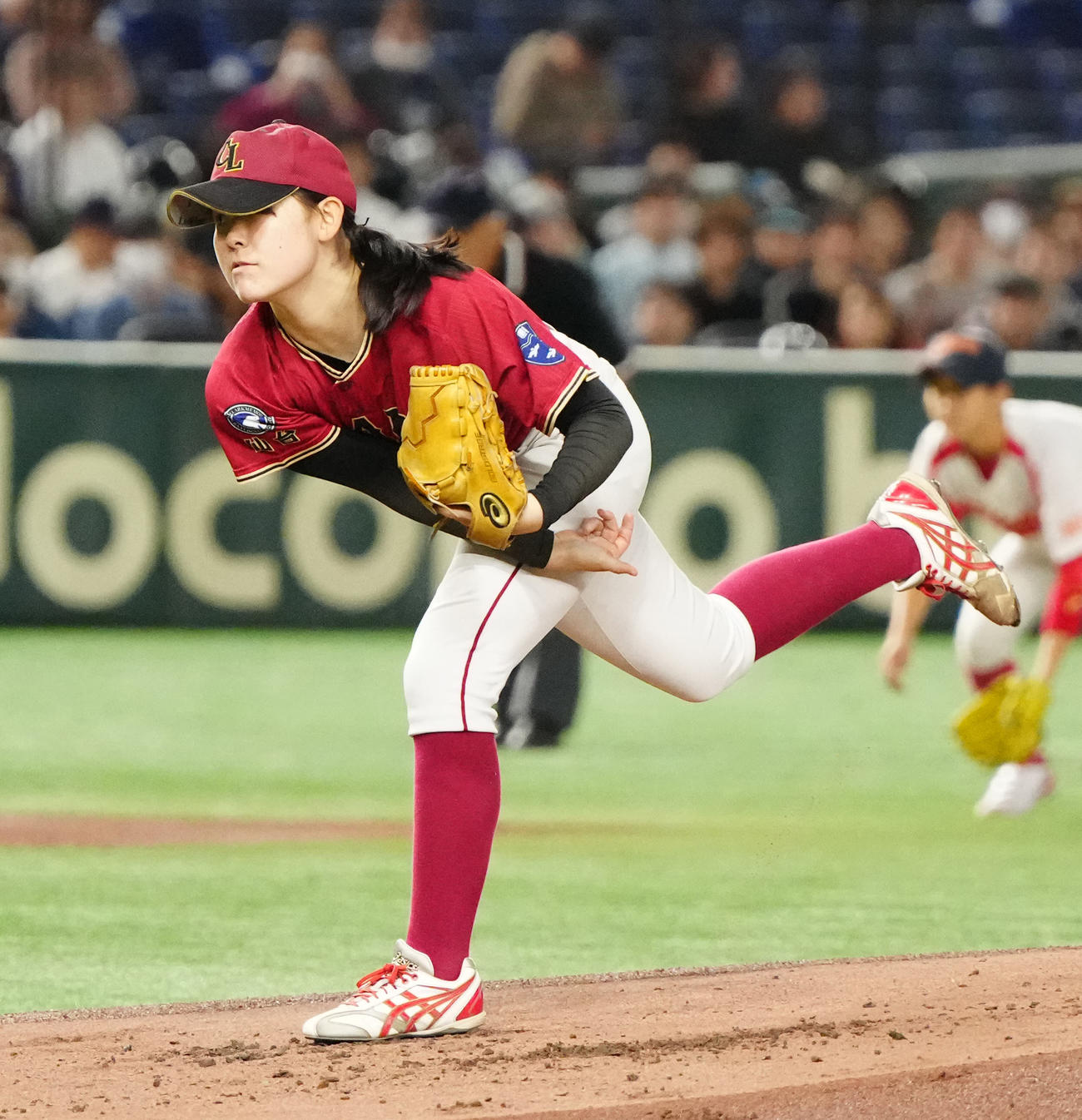 イチロー選抜対高校野球女子選抜　高校野球女子選抜先発のクラーク・青木（撮影・江口和貴）