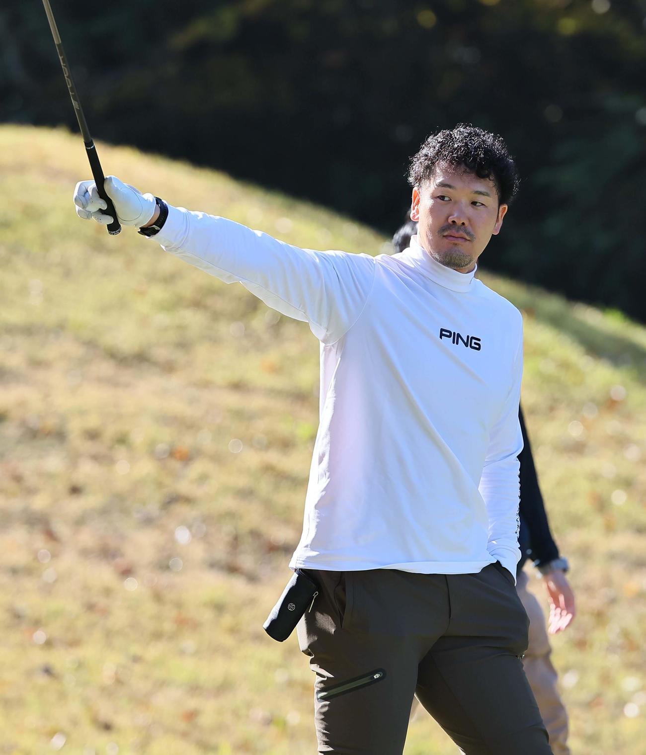 オリックス選手会ゴルフコンペに参加したT－岡田（撮影・上田博志）
