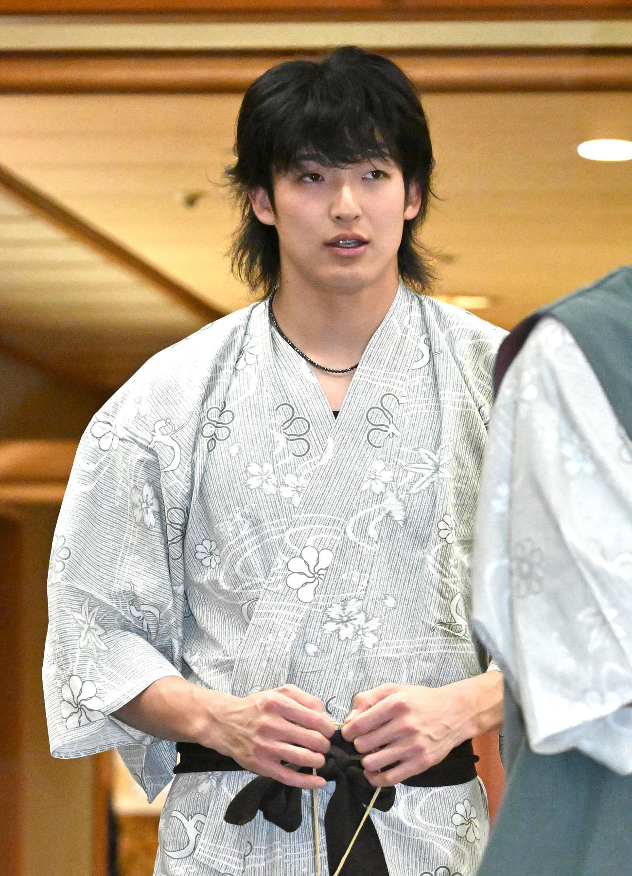 選手会納会に参加するオリックス山崎颯（撮影・石井愛子）
