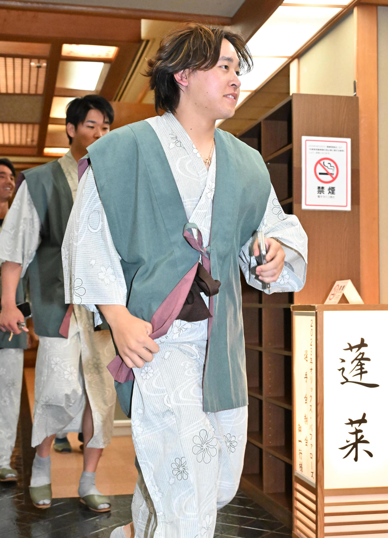 選手会納会に参加するオリックス宮城（撮影・石井愛子）