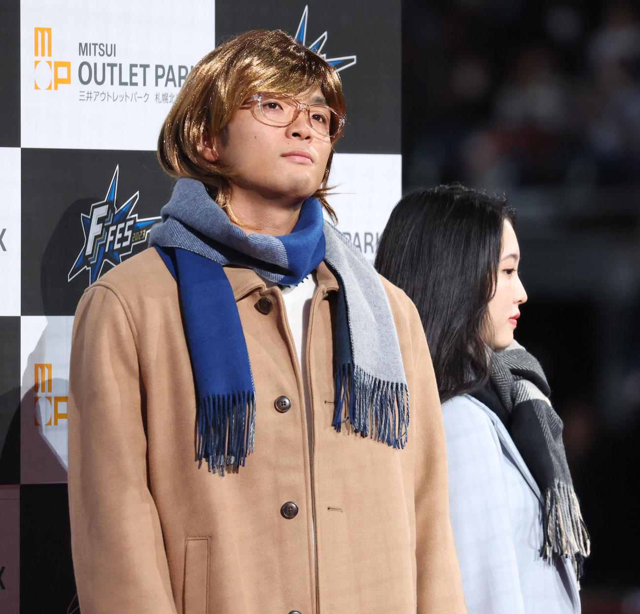ファンフェスティバルのファッションショーに参加する日本ハム郡司（撮影・佐藤翔太）