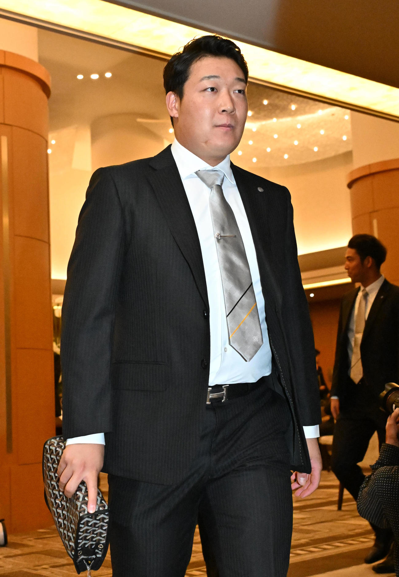 納会に出席する大山（撮影・石井愛子）