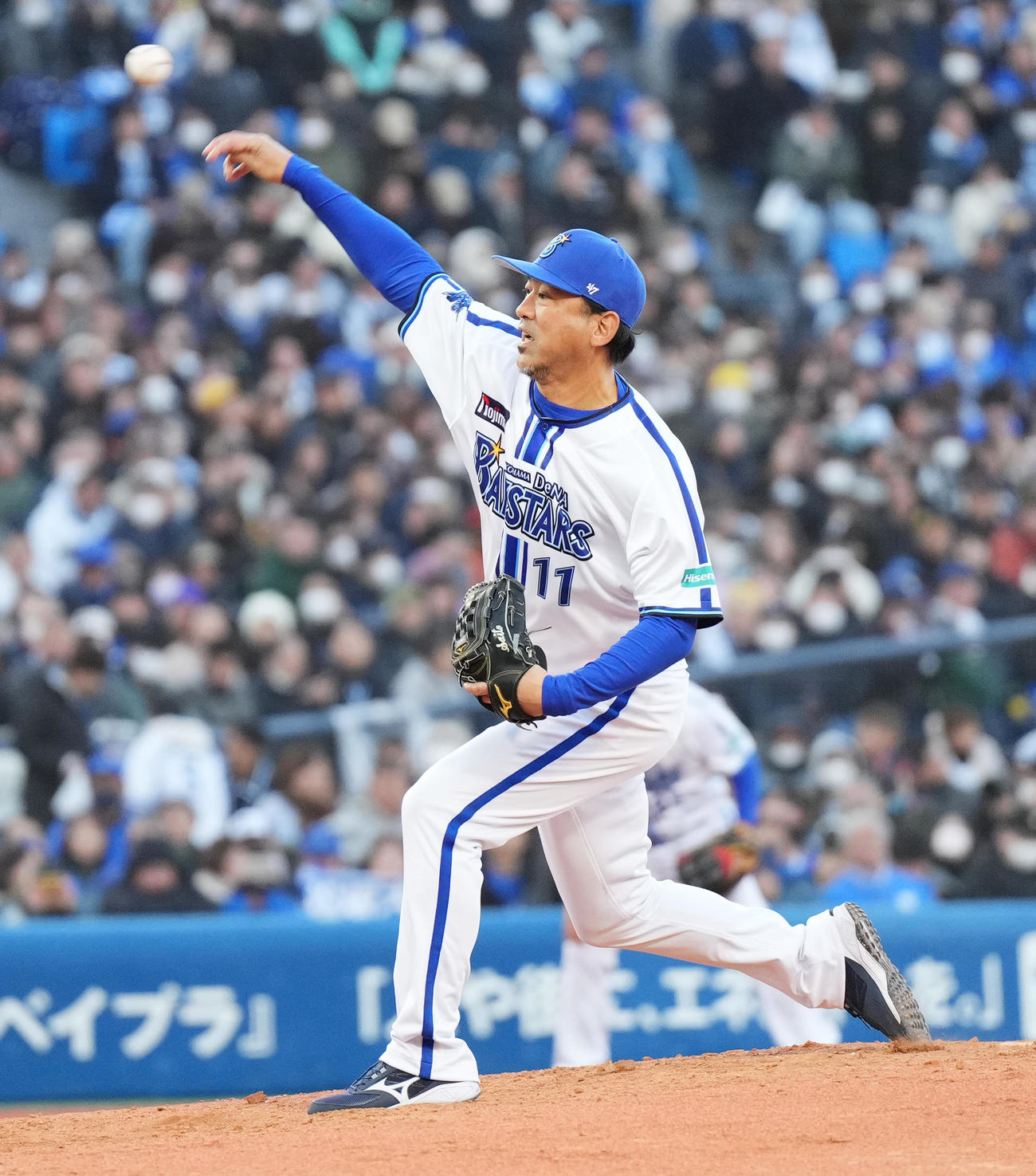 「YOKOHAMA STADIUM 45th DREAM MATCH」BAY DREAM STARS対Y45 LEGEND HEROES 5回途中から登板したBAY DREAM STARS斎藤氏（撮影・菅敏）