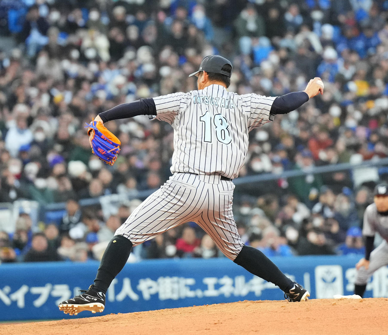 BAY DREAM STARS対Y45 LEGEND HEROES 5回に登板するY45 LEGEND HEROES松坂氏（撮影・菅敏）