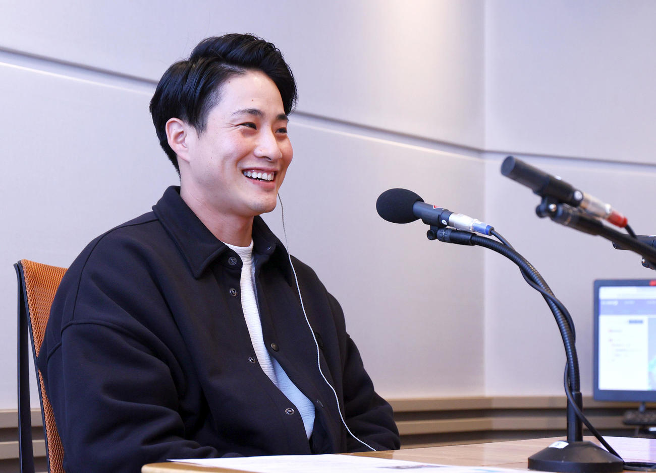 ABCラジオ「UP」に出演する阪神木浪（撮影・上山淳一）